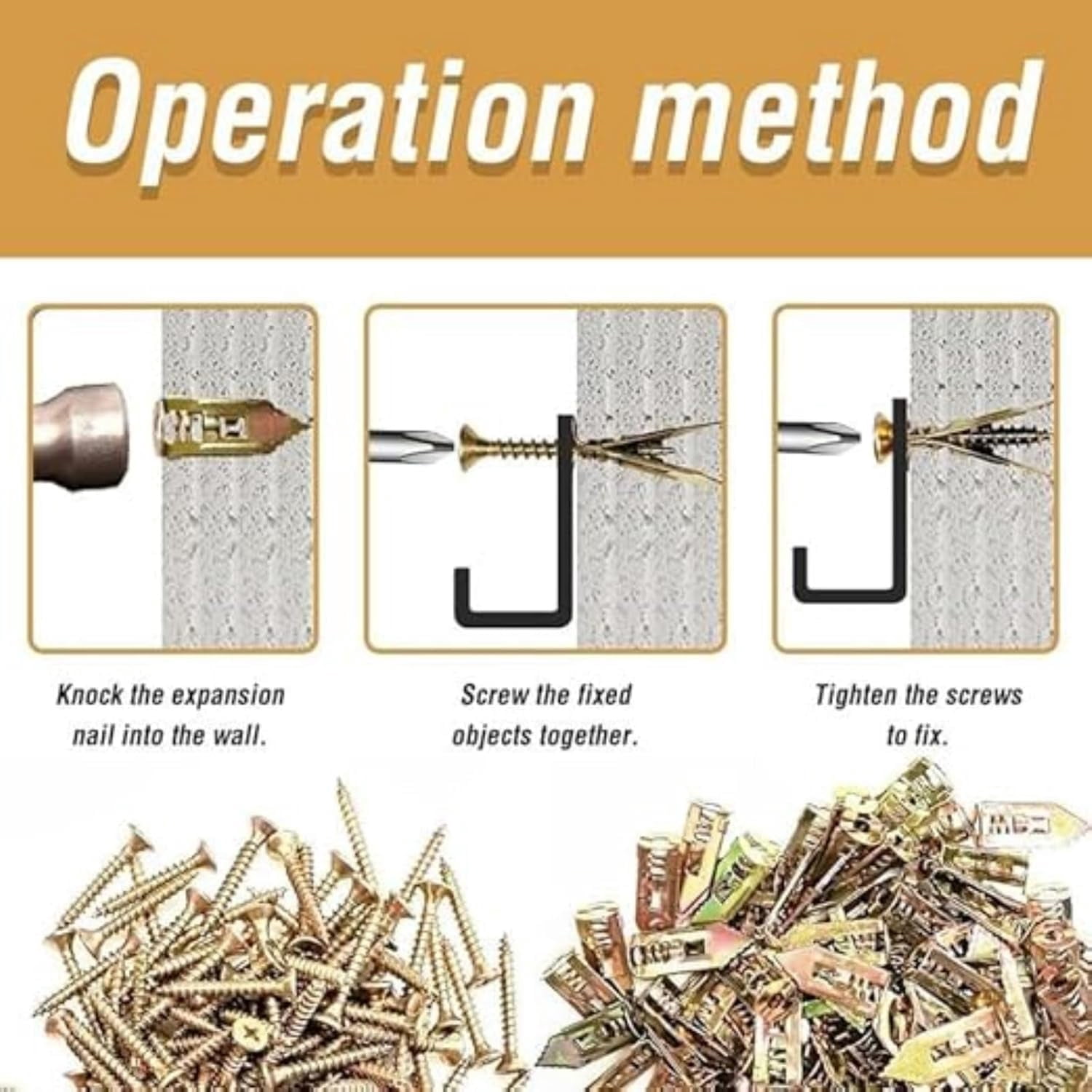 Drywall Expansion Anchors + High Strength Zinc Screws Kit, Self Drilling Anchor Screws, No Drill Steel Anchors, Ribbed Expansion Design