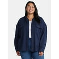 thumbnail image 2 of Time and Tru Women's and Women's Plus Ribbed Shirt Jacket with Hood, Sizes XS-4X, 2 of 5