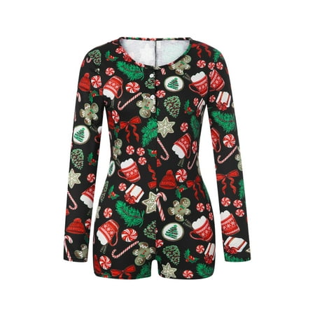 

Women s Christmas Onesie Pajamas One Piece Bodysuit Sexy Pajama Onesie Bodycon Rompers Long Sleeve Jumpsuit Pjs