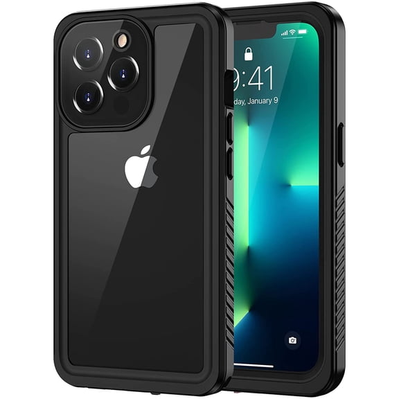 REQO for iPhone 13 Pro Case, IP68 Waterproof Dustproof Shockproof Cases with Built-in Screen Protector, Full Body Protective Front and Back Cover for iPhone 13 Pro, 6.1 inch (Black)