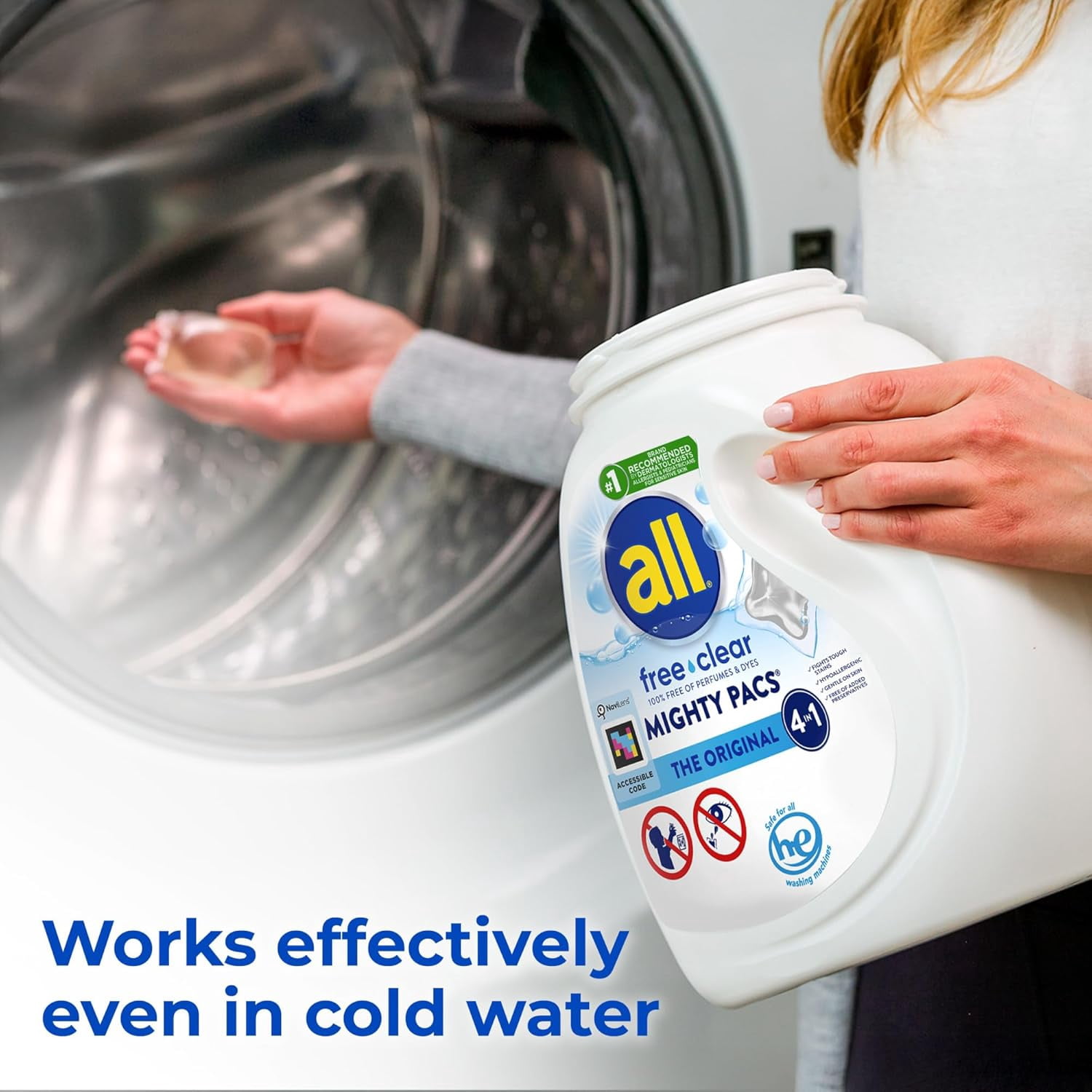 all Unit Dose Laundry Detergent, Mighty Pacs, Free Clear, 80 Count