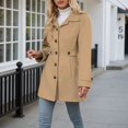 thumbnail image 4 of Women's Wool Blend Trench Coat Mid Length Double Button Front Elegant Slim Fit Overcoat For Fall Winter Casual Wear, 4 of 7