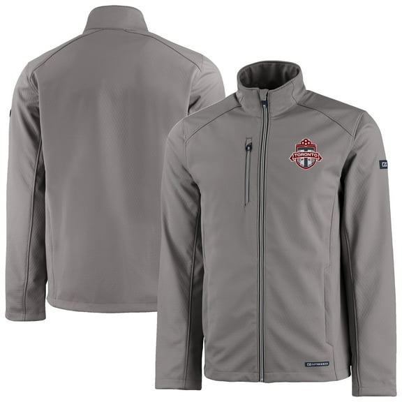 Men's-Cutter & Buck  Gray Toronto FC Evoke Eco Softshell Recycled Full-Zip Jacket