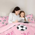 thumbnail image 5 of Manfei Cute Ribbon Bowtie 7-Piece Twin Bedding,American Soccer Bedding Comforter Set,Pink Reversible, 5 of 7
