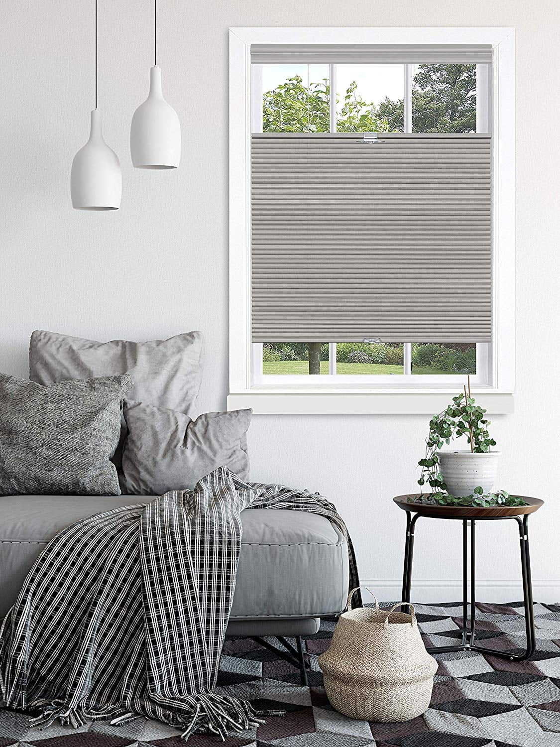 Achim Home Furnishing Window Blinds: Cordless Top-Down Bottom-Up Honeycomb Window Shade (Dove Grey, 33" x 64")