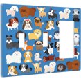 thumbnail image 2 of NICKSUN Cute Animal Dogs Puppy Combination Wall Plate, 3 Gang 2 Toggle 1 Rocker Outlet Cover Decorative Switch Plate for Office Home Decor, 4.5 x 4.5 Inch, 2 of 7
