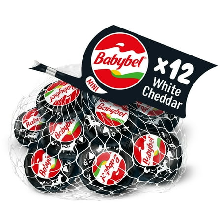 Mini Babybel White Cheddar Flavored Snack Cheese, 8.5 oz, 12 Count Plastic Net. Refrigerated