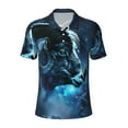 thumbnail image 2 of Daiia Celestial Ram Night Sky Pattern Men’s Polo Shirts,Solid Deck Shirt,Classic Fit, Breathable Cotton Polo for Casual and Sport Wear-Medium, 2 of 7