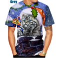 thumbnail image 1 of 2022 gato de Navidad, ¡Feliz Navidad! Camiseta 3D de Navidad para hombre y mujer, camiseta Unisex de manga corta con personalidad y dibujos animados divertidos, 1 of 3