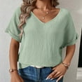 thumbnail image 5 of Womens New Fashion 2025 Plus Size Women's Fashion Casual V Neck T-shirt Tops Blouse, 5 of 7