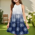 thumbnail image 2 of Abcomgle Girls Dresses Size 10-12 Casual Halter Neck Sleeveless Midi Dress Floral Print A-line Sundresses Loose Swing Skirt 7-8 Years,Dark Blue, 2 of 7