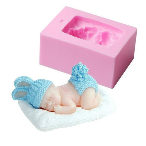 3D Sleeping Baby with a Pillow Soap Mold - MoldFun Baby Shower Silicone Mold for Fondant, Cake Topper Decorating, Lotion Bar, Chocolate, Wax Crayon, Polymer Paper Fimo Clay