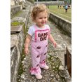 thumbnail image 4 of RUINIXCW Toddler Baby Girl Football Game Day Outfit Gingham Plaid Romper Overall Rugby Embroidery Sleeveless Jumpsuit Overalls Bell Bottoms, 4 of 9