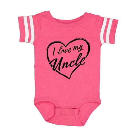 

Inktastic I Love My Uncle in Black Chalk Heart Gift Baby Boy or Baby Girl Bodysuit