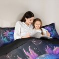 thumbnail image 4 of Meiyoeat Dreamy Axolotl Print Twin Comforter Sets 2pcs, Neon Underwater Bubble Pattern Bedding Set, Blue Purple,Black Reversible, 4 of 6