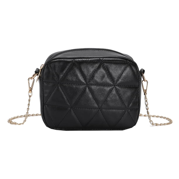 Bolsa de mensajero a cuadros, cadena de moda, pequeñas bolsas de hombro cuadradas para el trabajo negro