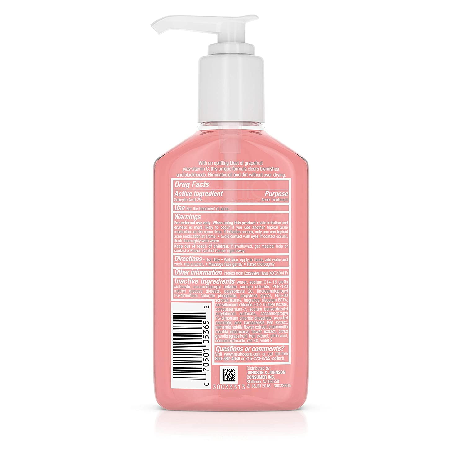 Neutrogena Oil-Free Acne Wash Facial Cleanser, Pink Grapefruit - 6 Oz, 3 Pack