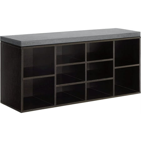 Shoe Bench Storage Bench 10 Compartments Shoe Organizer with 3-Tier Shoe Rack Bench Adjustable Shelves Shoe Shelf for Living Room Entryway Hallway Bedroom