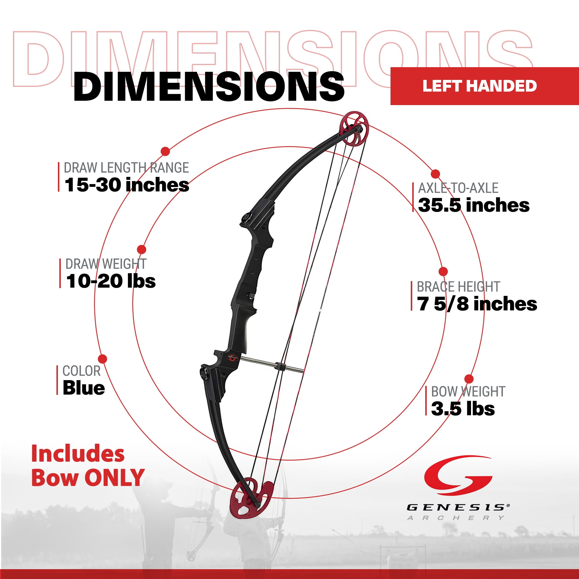 Genesis Archery Compound Bow w/Adjustable Sizing, Left-Handed (2 Pack)