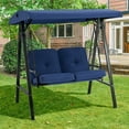 thumbnail image 4 of AECOJOY 2 Persons Outdoor Patio Canopy Steel Porch Swing Chair-Dark Blue, 4 of 8