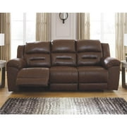 Signature Design by Ashley Stoneland Power Reclining Sofa in Chocolate