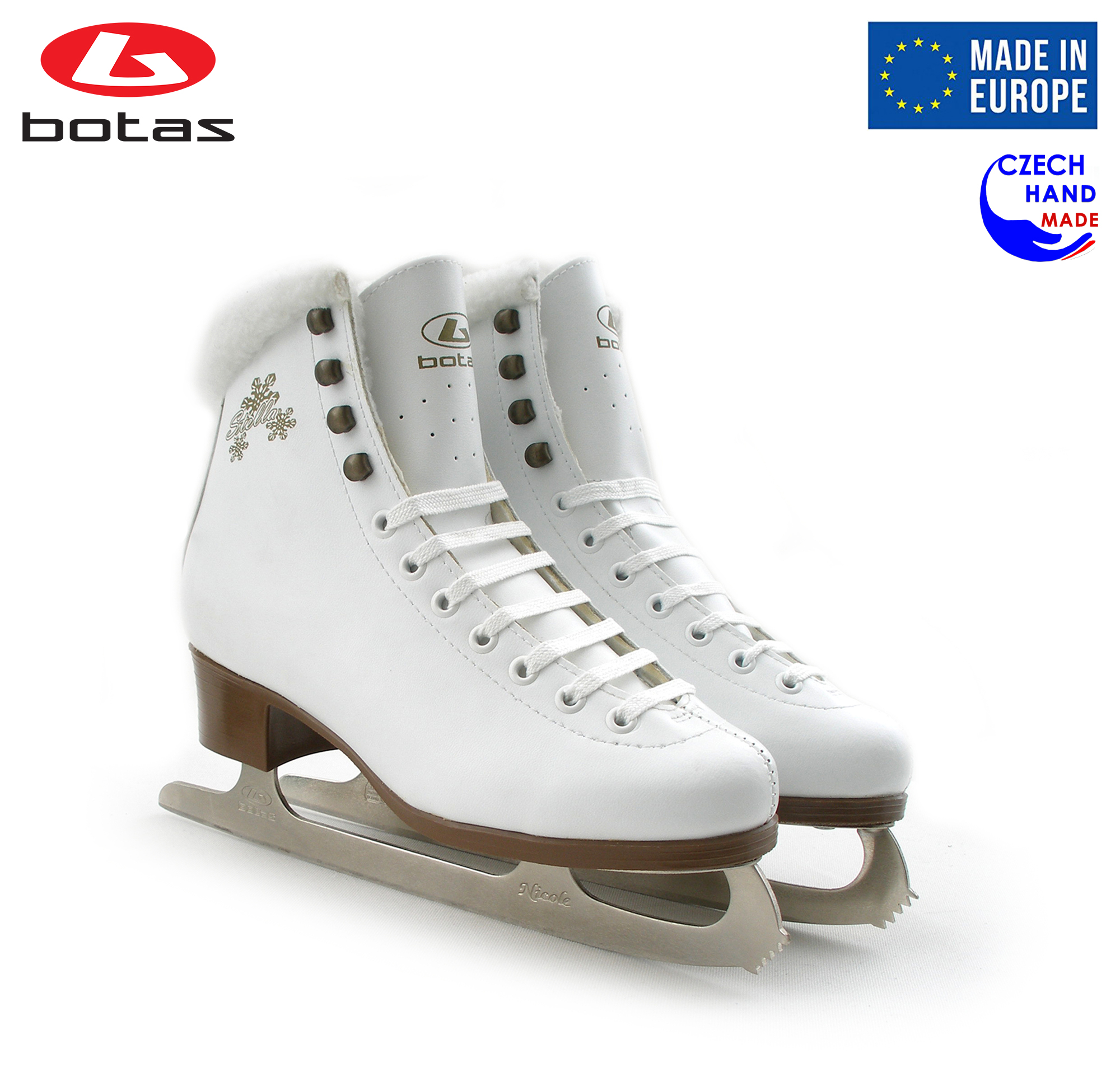 BOTAS - model: STELLA / Made in Europe (Czech Republic) / Innovated Elegant Figure Ice Skates for Girls, Kids / with Plush Collar / NICOLE blades / Color: White, Size: Kids 11 - image 4 of 6