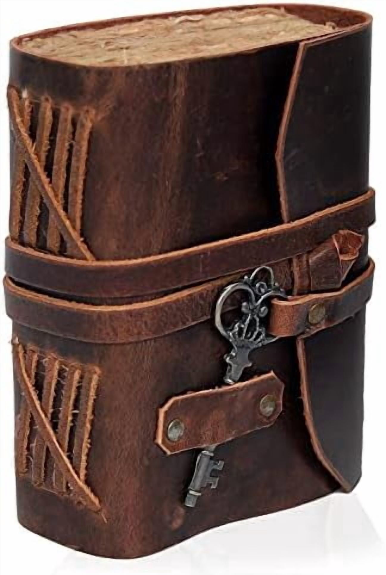 Leather Journal for Women Men, Deckle Edge Paper Leather Notebook of 180 GSM, Book of Shadows Journal Blank, Leather Bound Journal diary (Brown)