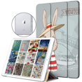 thumbnail image 1 of GFDYREE for iPad Mini 4 7.9 Inch 7,9 pouces 2015 [ Mini 4th Gen ] A1538 A1550 Trifold Printed Hard rigide Smart PC Transparent Back Cover étui - Rabbit Cartoon Print, 1 of 7