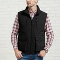 thumbnail image 2 of Big & Tall Men's Sleeveless Utility Fishing Vest Mesh Liner Stand Collar Full Zip Cargo Workwear Jacket for Hiking Travel Quick Dry Lightweight Solid Color, 2 of 9