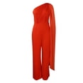 thumbnail image 4 of Vestido de noche de mujer con un solo hombro - Sofisticado conjunto de fiesta - Falda fluida con cremallera trasera - Color liso para ocasiones especiales, 4 of 7