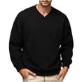 thumbnail image 2 of Sweatshirts for Men Fall Winter Solid Color Soft Loose Fit Pullover Sweatshirt Long Sleeve V Neck Hoodless Sports Casual Sweatshiers, 2 of 6