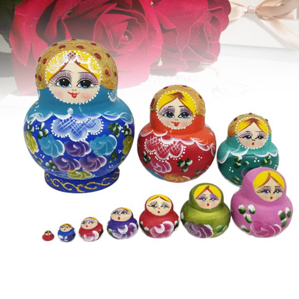 10 Layers Russian Nesting Dolls PotBellied Matryoshka Doll Wooden
