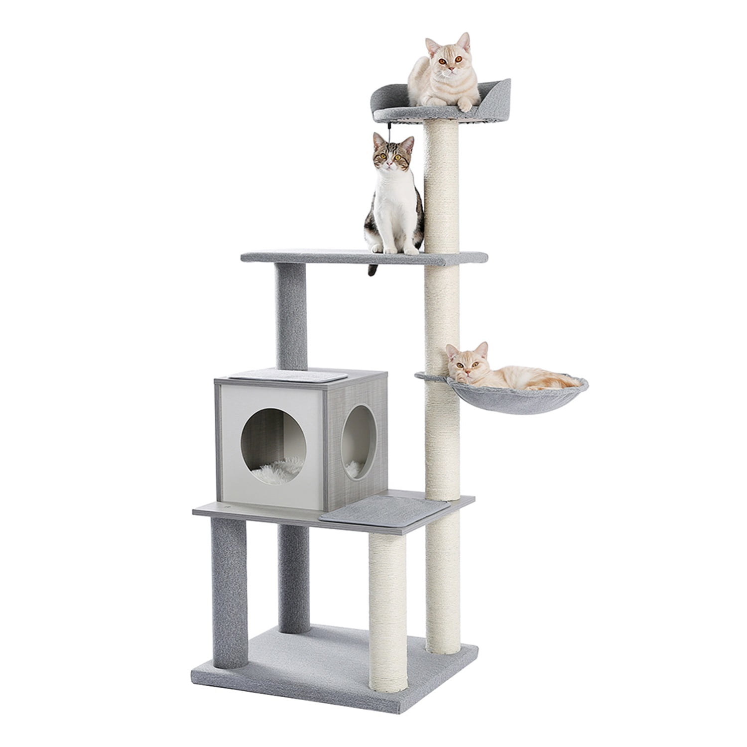 Pefilos Cat Tree Cat Tower for Indoor Cats 61'' Modern Wood Cat Condo for Adult Cats with Scratching Post for Large Cats Climbing, Multi-Level Tall Cat Tower Tree House, Gray Pefilos Cat Tree Cat Tower for Indoor Cats 61'' Modern Wood Cat Condo for Adult Cats with Scratching Post for Large Cats Climbing, Multi-Level Tall Cat Tower Tree House, Gray