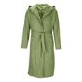 thumbnail image 4 of Puntoco Men’s V-Neck Hooded Waffle Bathrobe, Lightweight Mid Length Wrap Sleep Robe with Tie Belt & Side Pockets Army Green XL, 4 of 7