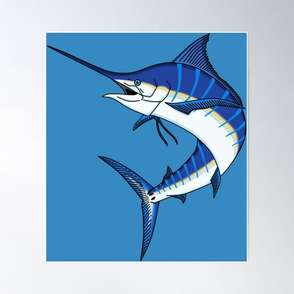 Blue Marlin Poster Wall Art, Modern Wall Decor For Living Room Bedroom, 24x36 UNFRAMED