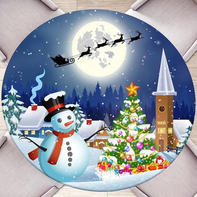 Mantel Butaluk redondo impermeable de 112 cm, ajuste navideño