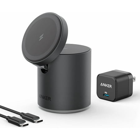 Anker 623 Magnetic Wireless Charger (MagGo) 2-in-1 Charging Station with 20W USB-C Charger,Black
