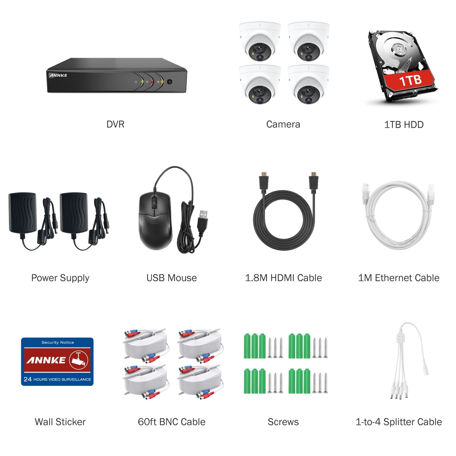 ANNKE 8CH 5MP Security Camera System 5MP Lite 5IN1 H.265+ DVR with 4pcs 5MP PIR HD EXIR Dome Weatherproof Surveillance CCTV Kit with 1T HDD