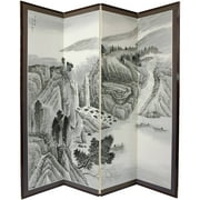 Oriental Furniture 6 ft. Tall Misty Mountain Room Divider - 4 Panel