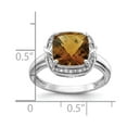 thumbnail image 3 of Sterling Silver Rhodium Diam. & Checker-Cut Whiskey Quartz Ring QR3039WQ, 3 of 5