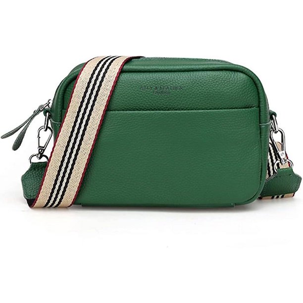 Bolso bandolera para mujer WEIHJMXG de piel auténtica color verde