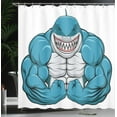 thumbnail image 4 of Ambesonne Fish Shower Curtain, Toothy White Shark Smiling, 69"Wx84"L, Pale Grey Petrol Blue, 4 of 5