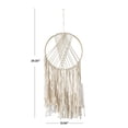 thumbnail image 3 of DecMode Cream Canvas Handmade Intricately Weaved Macrame Wall Decor with Beaded Fringe Tassels, 3 of 7