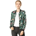 thumbnail image 1 of Dde San Patricio ChaqueDe Bombardero Floral LigeCon CremalleY Cuello Alto PaMujer Verde oscuro XL, 1 of 6