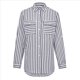 thumbnail image 4 of Camisas A Rayas con Botones para Mujer, Blusas Casuales de Larga con Cuello en V y Bolsillos Negro XL, 4 of 7