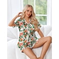 thumbnail image 3 of Ekouaer Womens Silk Pajama Sets Button Up Satin Pjs Short Sleeve 2 Piece Pj Sets Cute Lounge Sets with Chest Pocket, 3 of 6
