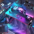 thumbnail image 2 of Bestier Bureau d'Ordinateur de Jeu de 52 Pouces avec Lumières DEL et Étagères, Bureau d'Angle Réversible pour Adultes, 2 of 7