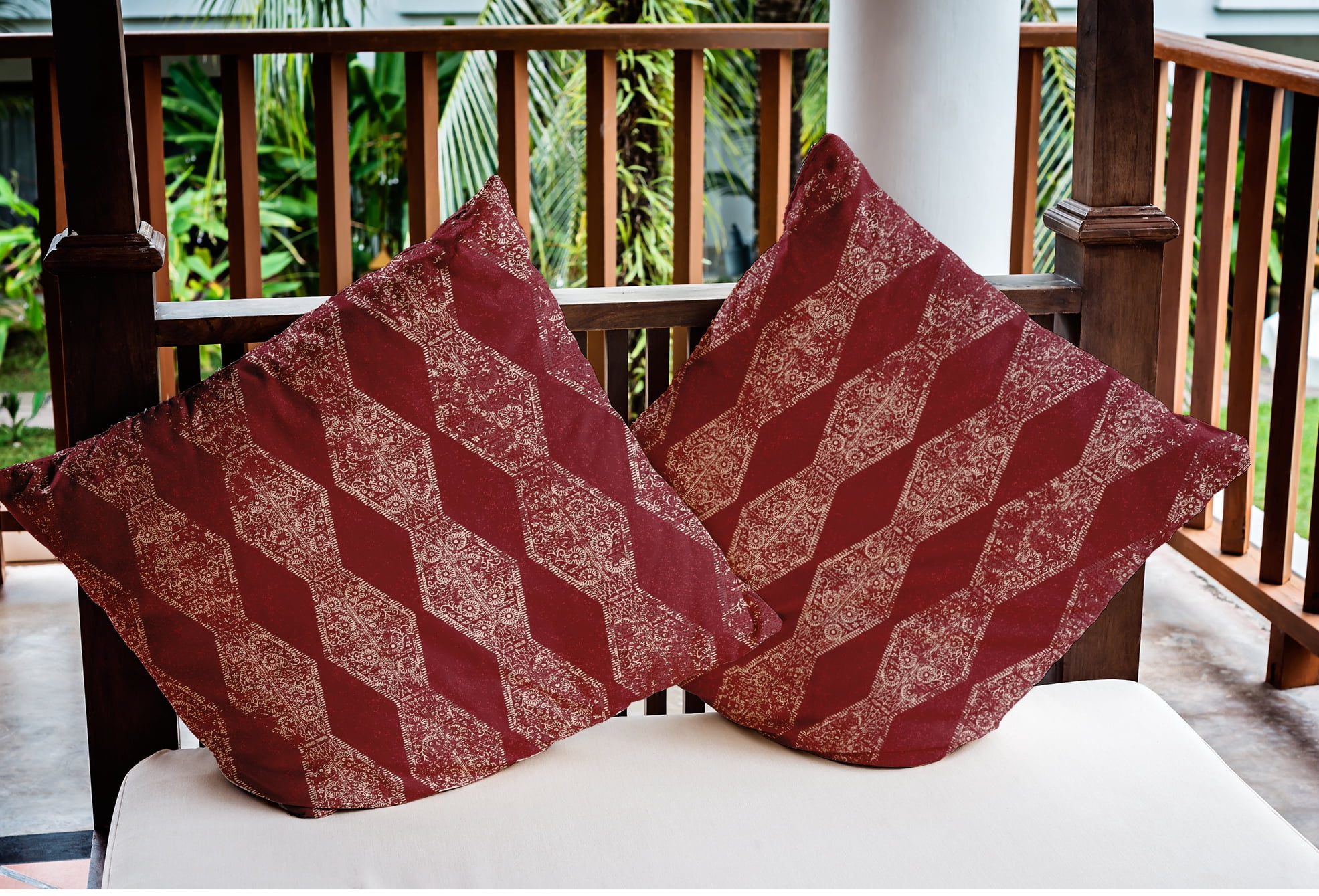 Simply Daisy 16" x 16" Victorian Red Polyester Throw Pillow