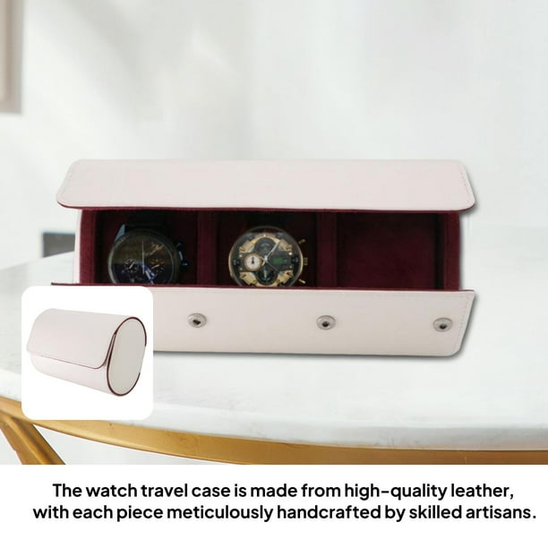Estuche de cuero sintético para relojes, soporte para relojes de pulsera, caja de almacenamiento de cuero sintético para relojes, caja para relojes 3 cuadrículas