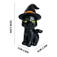 thumbnail image 2 of Halloween Black Cat Decorations with Witch Hat, Resin Black Cat Figurine Ornament for Table Mantel Party Home Office Decoration, 4", 2 of 6